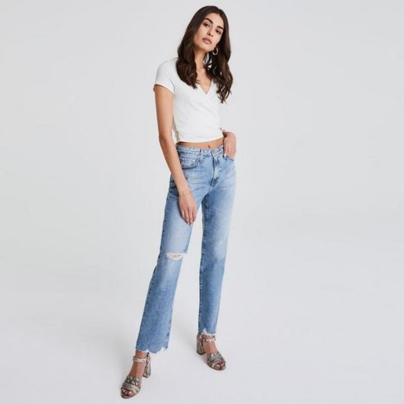 AG The Isabelle High-Rise Straight Crop Raw Hem 26 - Picture 2 of 14